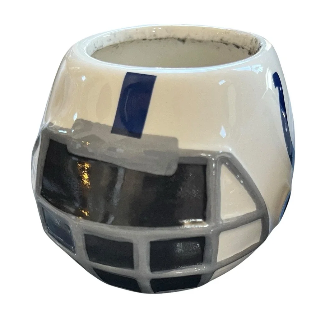 Set Of 2 Indianapolis Colts NFL Ceramic Helmet Planter Candy Bowl White Football